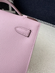 Kelly Pochette 22cm in Imported Epsom Leather, X9 Mauve Sylvestre with Silver Hardware