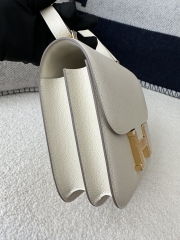 Constance 23cm Classic in Imported Epsom Leather, CC10 Carie Milkshake White with Gold Hardware