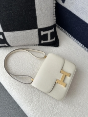 Constance 23cm Classic in Imported Epsom Leather, CC10 Carie Milkshake White with Gold Hardware