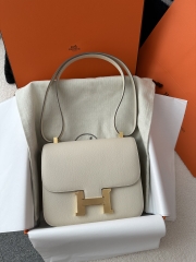 Constance 23cm Classic in Imported Epsom Leather, CC10 Carie Milkshake White with Gold Hardware