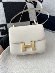 Constance 23cm Classic in Imported Epsom Leather, CC10 Carie Milkshake White with Gold Hardware