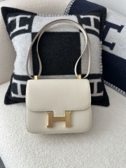 Constance 23cm Classic in Imported Epsom Leather, CC10 Carie Milkshake White with Gold Hardware