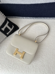 Constance 23cm Classic in Imported Epsom Leather, CC10 Carie Milkshake White with Gold Hardware