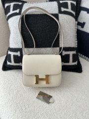 Constance 18cm New Mirror Edition in Imported Epsom Leather, CC10 Carie Milkshake White with Gold Hardware