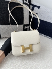 Constance 18cm New Mirror Edition in Imported Epsom Leather, CC10 Carie Milkshake White with Gold Hardware