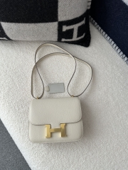 Constance 18cm New Mirror Edition in Imported Epsom Leather, CC10 Carie Milkshake White with Gold Hardware
