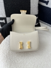 Constance 18cm New Mirror Edition in Imported Epsom Leather, CC10 Carie Milkshake White with Gold Hardware