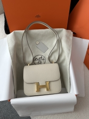 Constance 18cm New Mirror Edition in Imported Epsom Leather, CC10 Carie Milkshake White with Gold Hardware