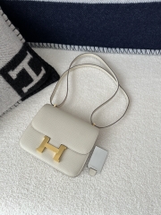 Constance 18cm New Mirror Edition in Imported Epsom Leather, CC10 Carie Milkshake White with Gold Hardware