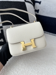 Constance 18cm New Mirror Edition in Imported Epsom Leather, CC10 Carie Milkshake White with Gold Hardware