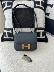 Constance 18cm New Mirror Edition in Imported Epsom Leather, 2Z Blue Nuit Midnight Blue with Gold Hardware
