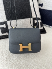 Constance 18cm New Mirror Edition in Imported Epsom Leather, 2Z Blue Nuit Midnight Blue with Gold Hardware