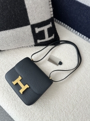 Constance 18cm New Mirror Edition in Imported Epsom Leather, 2Z Blue Nuit Midnight Blue with Gold Hardware