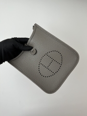 Mini Evelyne in Imported TC Clemence Leather, 8F Etain Pewter Grey with Silver Hardware