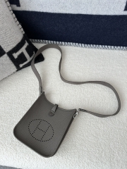 Mini Evelyne in Imported TC Clemence Leather, 8F Etain Pewter Grey with Silver Hardware