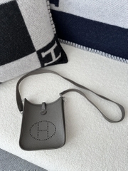 Mini Evelyne in Imported TC Clemence Leather, 8F Etain Pewter Grey with Silver Hardware