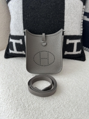 Mini Evelyne in Imported TC Clemence Leather, 8F Etain Pewter Grey with Silver Hardware
