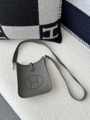 Mini Evelyne in Imported TC Clemence Leather, 8F Etain Pewter Grey with Silver Hardware