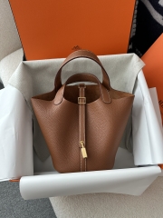 Picotin Lock 18cm in Imported Clemence Leather, CC37 Gold with Gold Hardware
