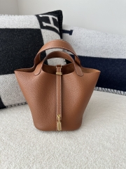 Picotin Lock 18cm in Imported Clemence Leather, CC37 Gold with Gold Hardware