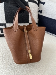 Picotin Lock 18cm in Imported Clemence Leather, CC37 Gold with Gold Hardware