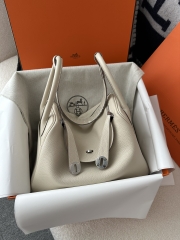 Lindy 30cm in Imported TC Clemence Leather, CK10 Carie Milkshake White with Silver Hardware