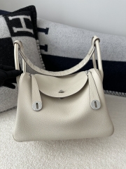 Lindy 30cm in Imported TC Clemence Leather, CK10 Carie Milkshake White with Silver Hardware