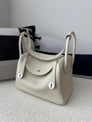 Lindy 30cm in Imported TC Clemence Leather, CK10 Carie Milkshake White with Silver Hardware