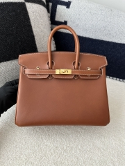 Birkin 25cm in Imported Barenia Natural Saddle Leather, CC34 Fawn Brown with Gold Hardware