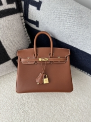 Birkin 25cm in Imported Barenia Natural Saddle Leather, CC34 Fawn Brown with Gold Hardware