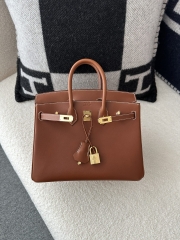 Birkin 25cm in Imported Barenia Natural Saddle Leather, CC34 Fawn Brown with Gold Hardware