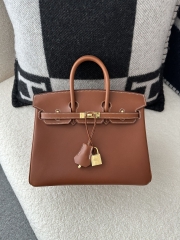 Birkin 25cm in Imported Barenia Natural Saddle Leather, CC34 Fawn Brown with Gold Hardware