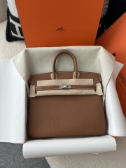 Birkin 25cm in Imported Chevre Goatskin, CK37 Gold with Silver Hardware