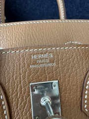 Birkin 25cm in Imported Chevre Goatskin, CK37 Gold with Silver Hardware
