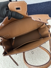 Birkin 25cm in Imported Chevre Goatskin, CK37 Gold with Silver Hardware