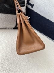 Birkin 25cm in Imported Chevre Goatskin, CK37 Gold with Silver Hardware
