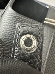 Picotin Lock 18cm Touch in Imported Clemence Leather with Matte Alligator Crocodile, CK89 Noir Black with Silver Hardware