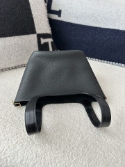Picotin Lock 18cm Touch in Imported Clemence Leather with Matte Alligator Crocodile, CC89 Noir Black with Gold Hardware