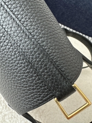 Picotin Lock 18cm Touch in Imported Clemence Leather with Matte Alligator Crocodile, CC89 Noir Black with Gold Hardware