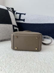 Lindy Mini in Imported TC Clemence Leather, CC18 Etoupe Grey with Gold Hardware