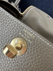 Lindy Mini in Imported TC Clemence Leather, CC18 Etoupe Grey with Gold Hardware