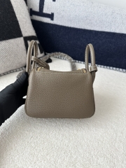 Lindy Mini in Imported TC Clemence Leather, CC18 Etoupe Grey with Gold Hardware