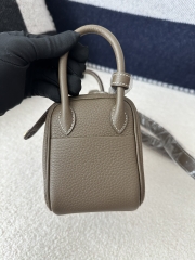 Lindy Mini in Imported TC Clemence Leather, CC18 Etoupe Grey with Gold Hardware