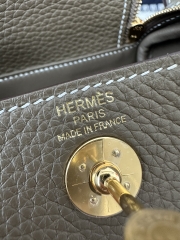 Lindy Mini in Imported TC Clemence Leather, CC18 Etoupe Grey with Gold Hardware