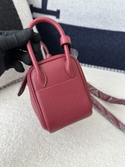 Lindy Mini in Imported TC Clemence Leather, K1 Rouge Grenade Pomegranate Red with Gold Hardware