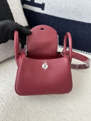 Lindy Mini in Imported TC Clemence Leather, K1 Rouge Grenade Pomegranate Red with Gold Hardware