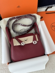 Lindy Mini in Imported TC Clemence Leather, K1 Rouge Grenade Pomegranate Red with Gold Hardware