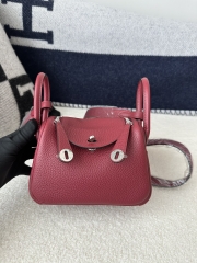 Lindy Mini in Imported TC Clemence Leather, K1 Rouge Grenade Pomegranate Red with Gold Hardware