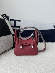 Lindy Mini in Imported TC Clemence Leather, K1 Rouge Grenade Pomegranate Red with Gold Hardware