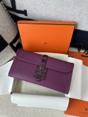 Jige 29cm in Imported Swift Calfskin with Shiny Alligator Crocodile, P9 Anemone with Silver Hardware
